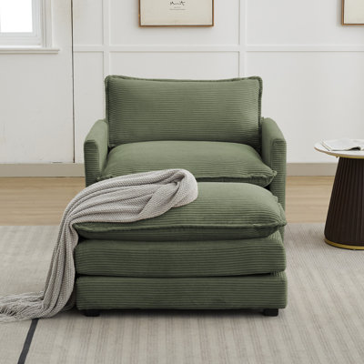 Fauteuil en velours côtelé avec repose-pieds Redenius