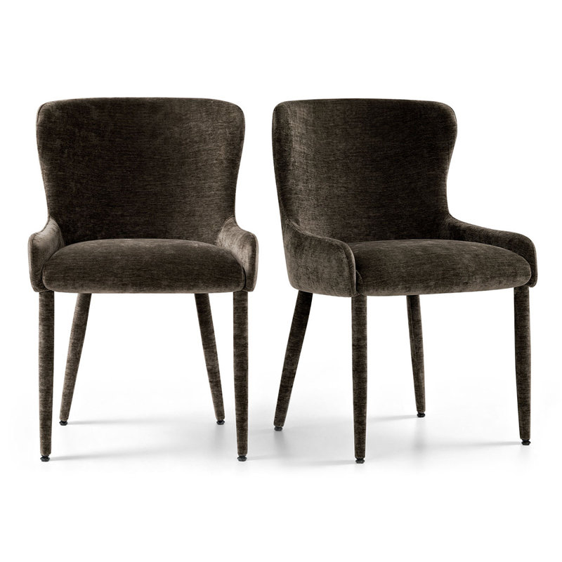 Chaise rembourrée avec accoudoirs encastrés Modern Luxury Chenille, Brun