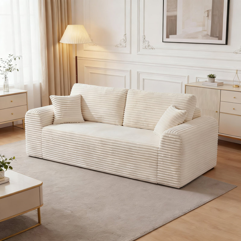 Canapé 86,6 po moderne sans assemblage requis, Blanc