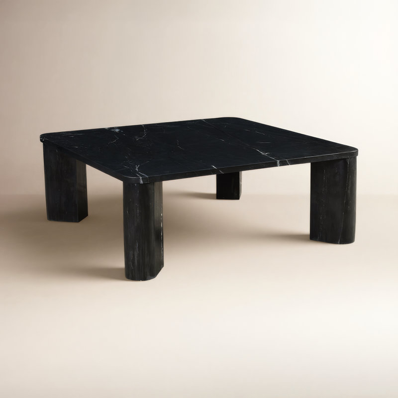 Adile Marble Top Single Coffee Table, Black