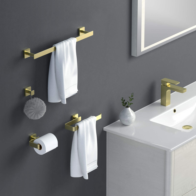 Blaze 4 - Piece Bathroom Hardware Set, Brushed Gold