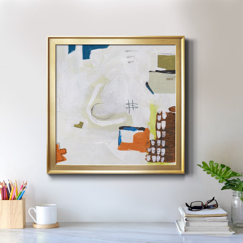 Toile encadrée Neon City Lights V-Premium - prête à être accrochée, Cadre doré, H 26,5 po x l 26,5 po x P 1,5 po