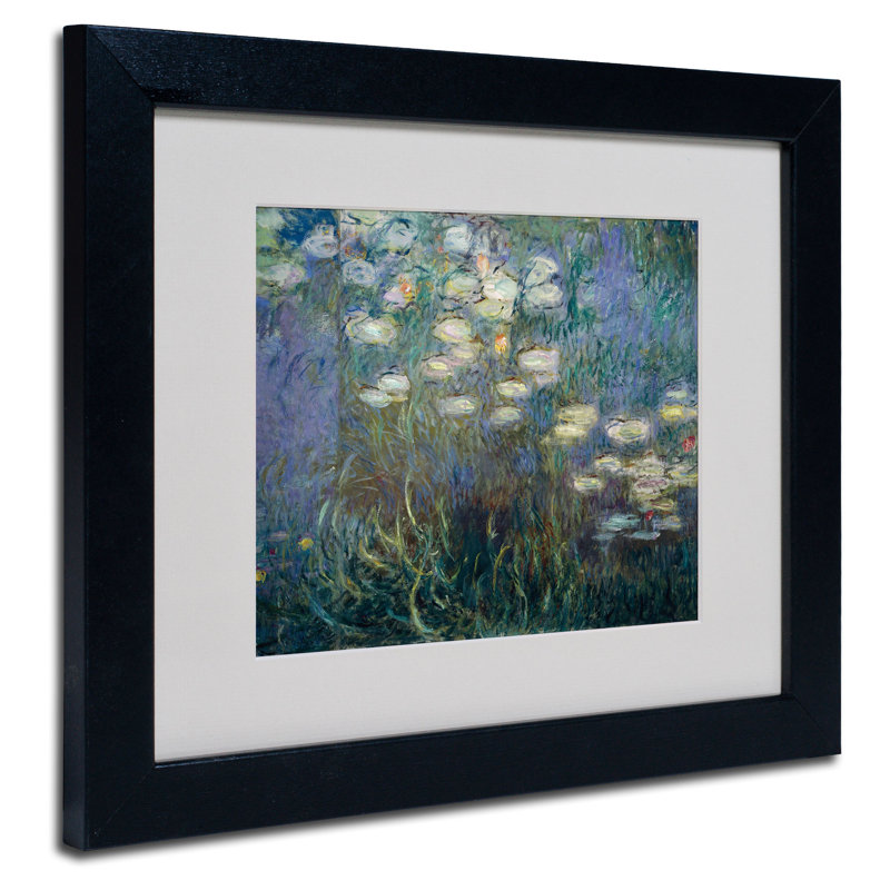 Claude Monet Water Lilies Framed Canvas Art in Black Frame