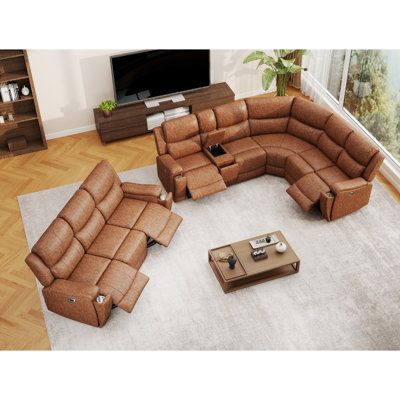 Ensemble de canapé d'angle et canapé modulaire inclinable électrique 2 pièces avec porte-gobelet Hunstant