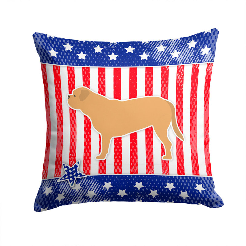Coussin intérieur / extérieur Patriotic, H 14 po x l 14 po x P 3 po, Bleu/rouge/beige