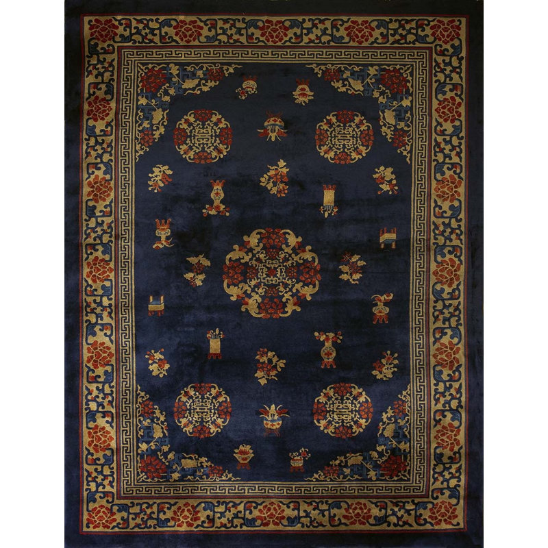 Antique Peking Room Size Wool Blue Navy Rug