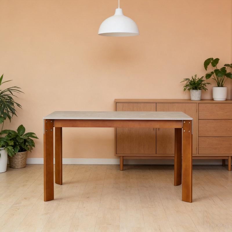 Table rectangulaire en bois de hêtre durable, Brun, 29,52 po H x 55,11 po L x 31,49 po l