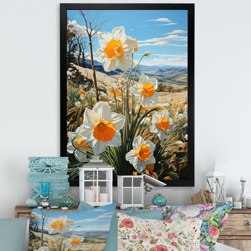 «Waynisha DAffodils Field Dance I», reproduction sur toile, Cadre photo noir, H 20 po x l 12 po x P 1 po