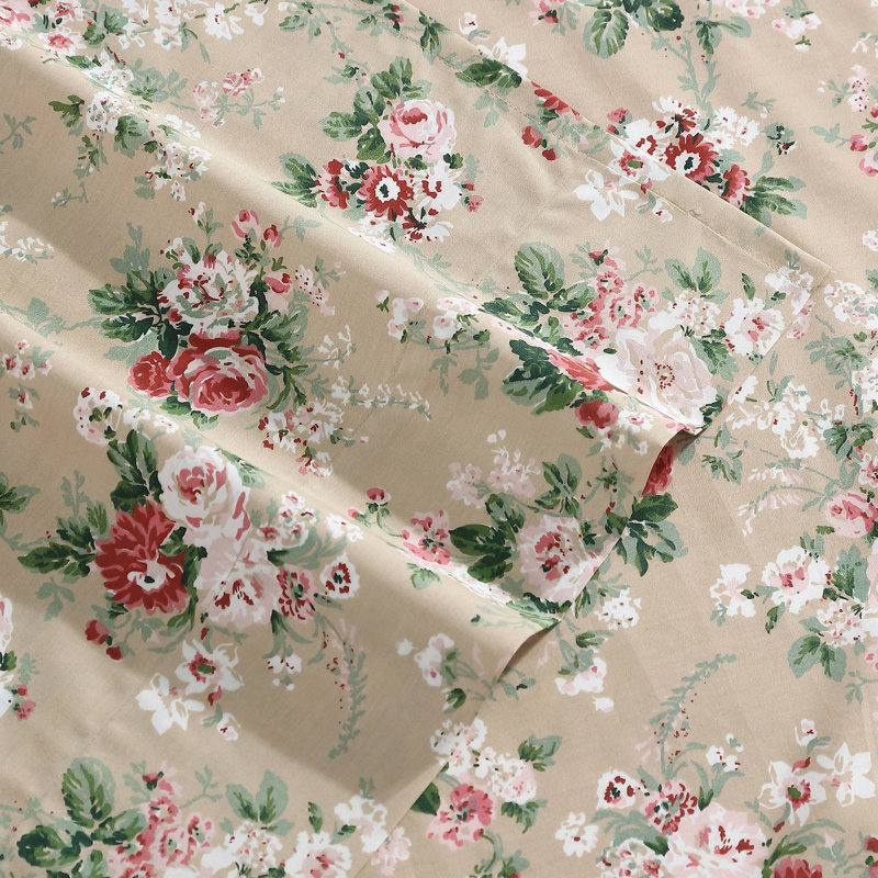 Ensemble de draps en percale de coton Percale Novelty Laura Ashley, Ensemble de draps pour grand lit avec deux taies d