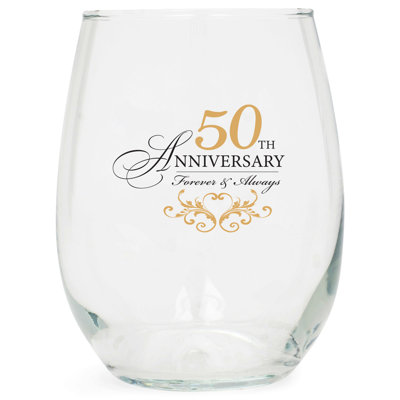 Wine Glass 50th Anniversary Forever 15oz