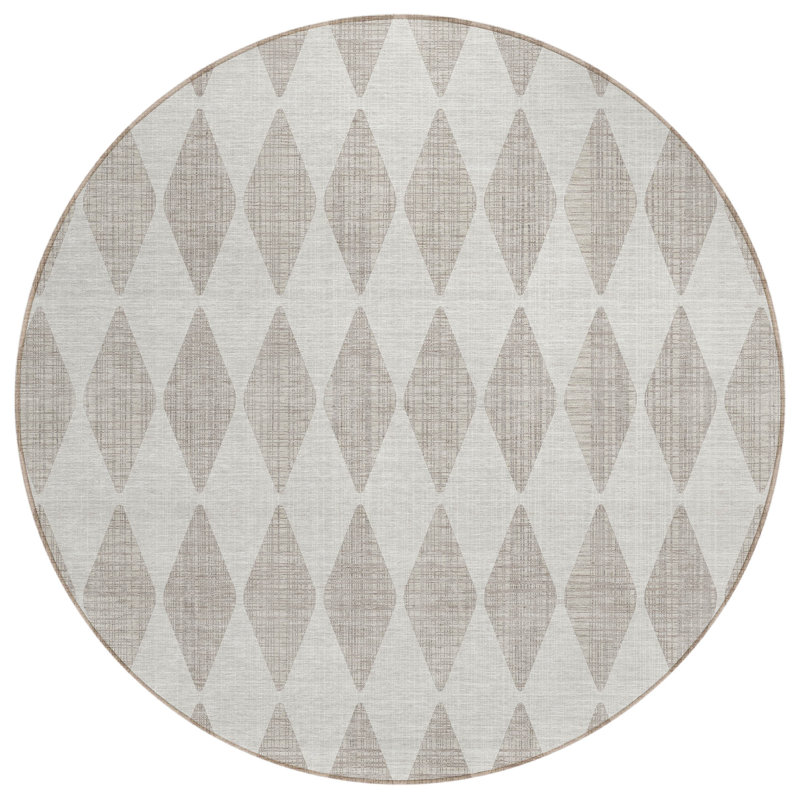 Loreen Washable Geometric Indoor / Outdoor Rug, Round 8'