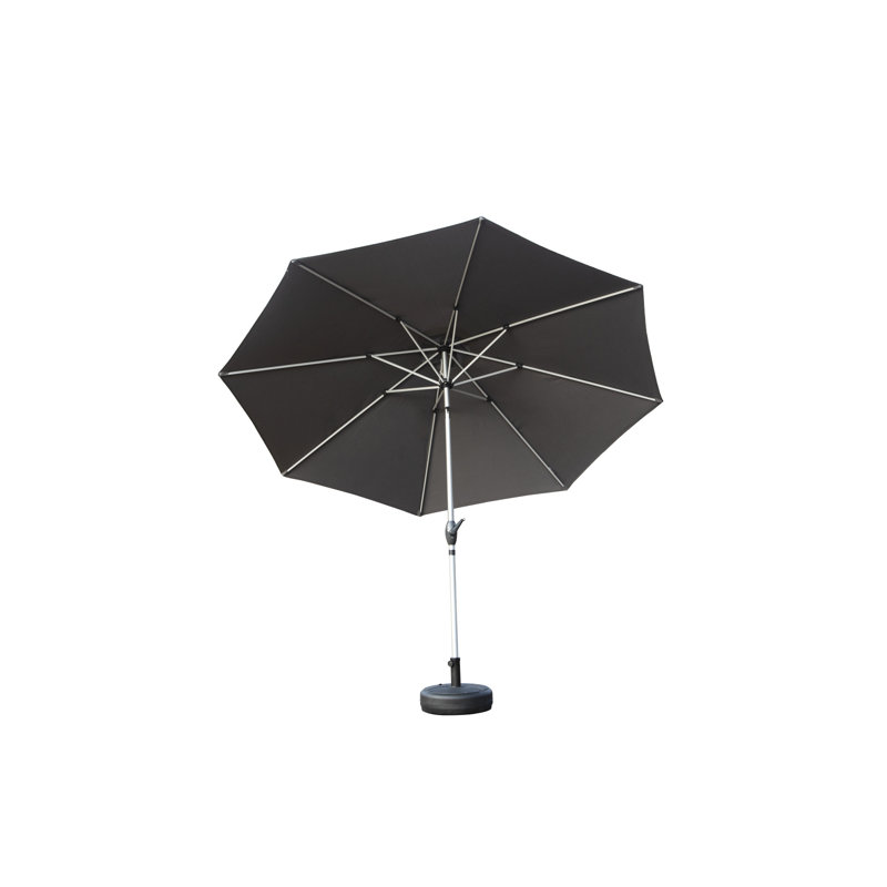 Parasol de patio 9 pi - Gris, bloquant, 8 nervures robustes, eau pour patio, terrasse, protection extérieure de piscine, eau, construction jardin, plage, zone