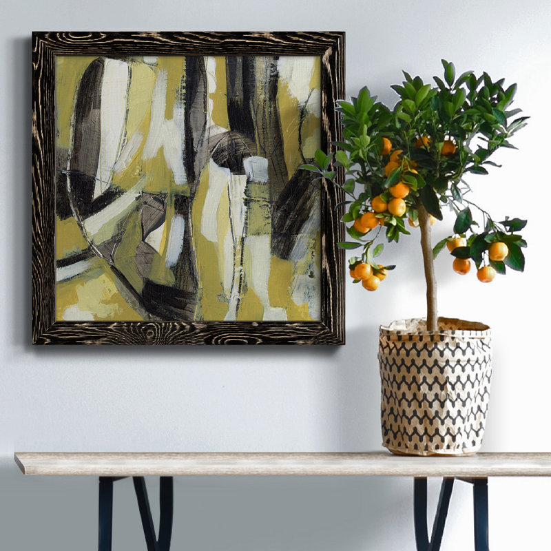 Toile encadrée Citron Rhythm III-Premium - prête à être accrochée, Cadre noir, H 31,5 po x l 31,5 po x P 1,5 po