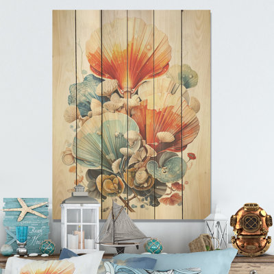 Geometric Forms Of Clam - Clam Wood Wall Art On Natural Pine Wood