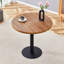 Table de salle à manger ronde 31,5 pouces à grain de bois foncé - texture annulaire moulée par aspiration, durable et résistante à l'eau.