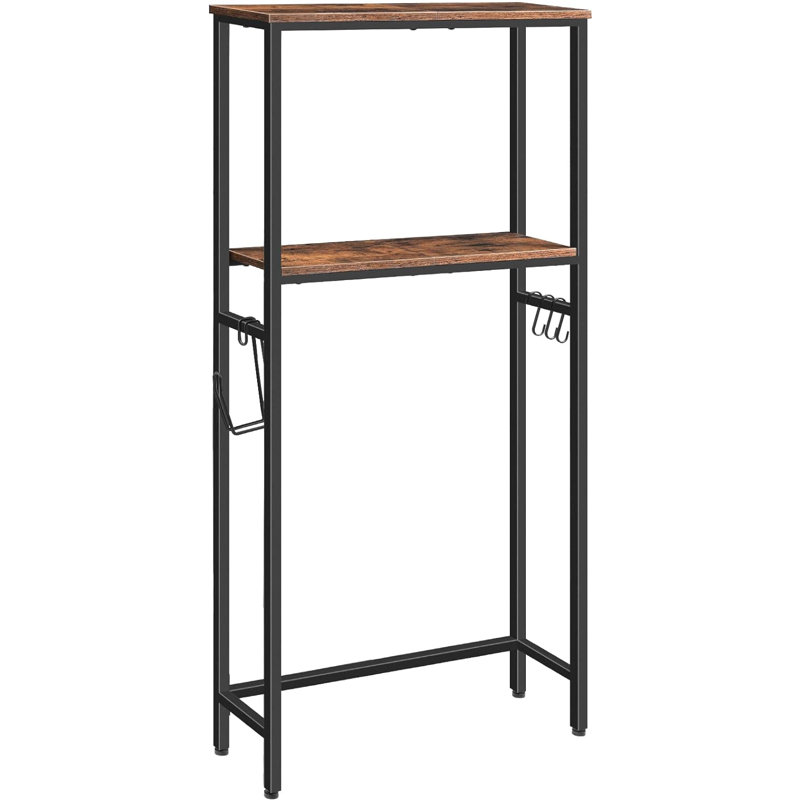 Sayvion Freestanding Over-the-Toilet Storage with Hooks, Black/Brown