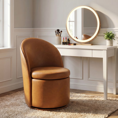 Upholstered Swivel Accent Vanity Stool