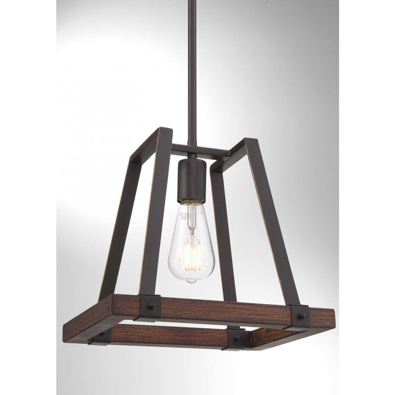 Luminaire suspendu simple à 1 lumière Bouck, Bronze acajou / Bois de muscade