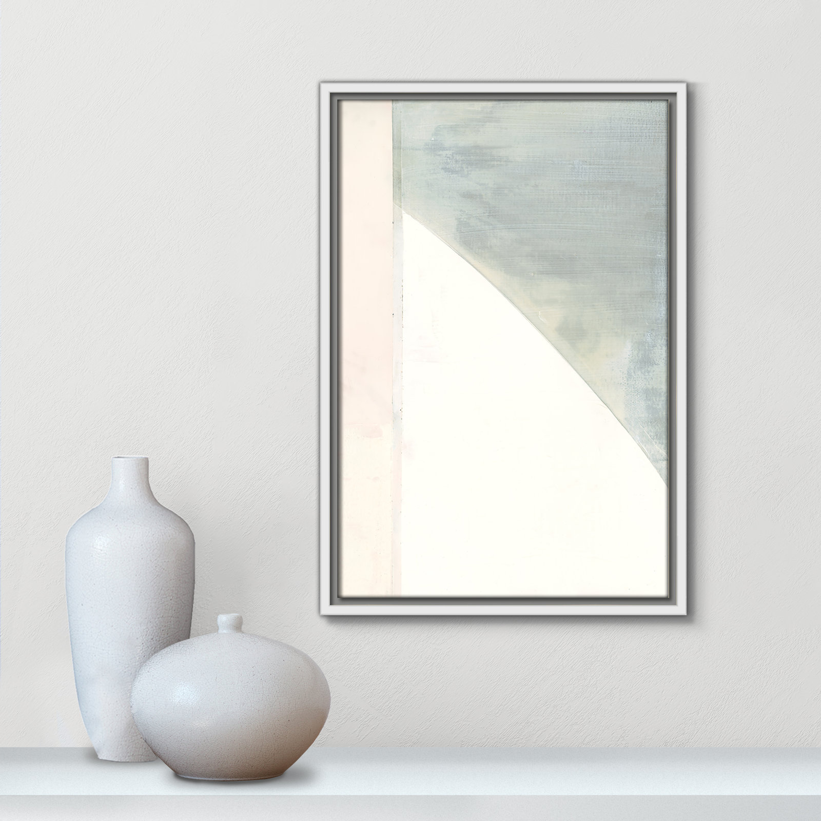 Alexandria "In Neutral I" Painting by Cartissi, White Framed Canvas, 19.5" H x 13.5" W x 2" D