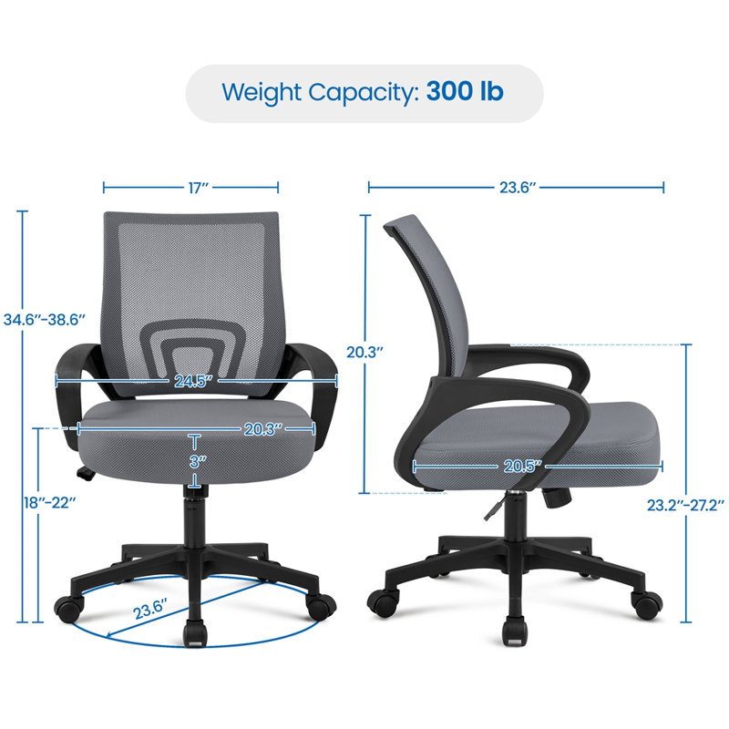 Chaise de travail Genie, Gris foncé