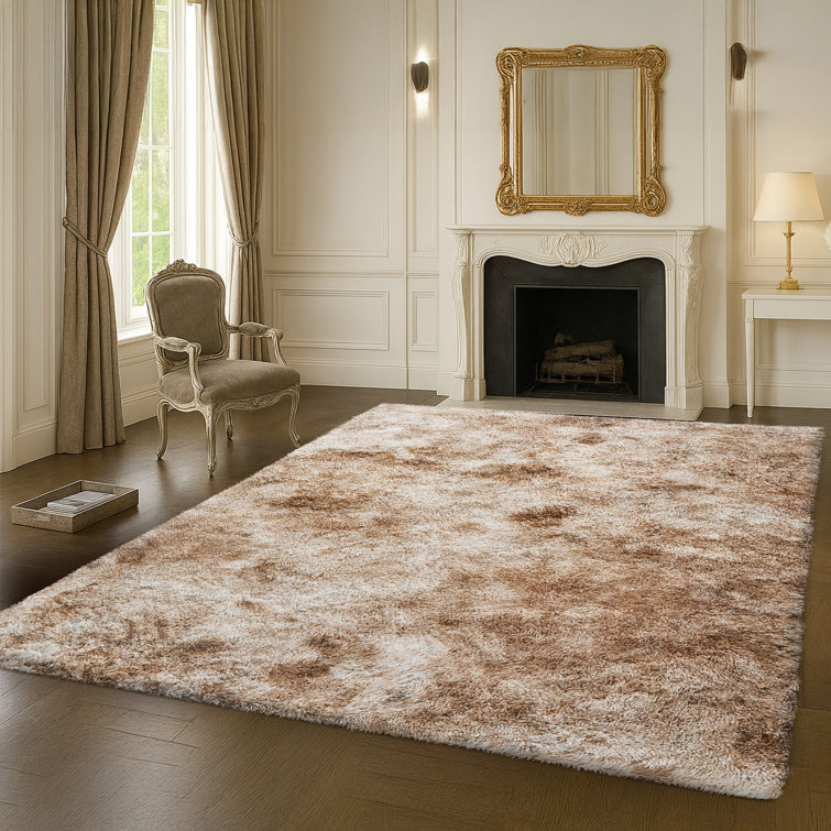 Solid Colour Machine Tufted Shag Area Rug