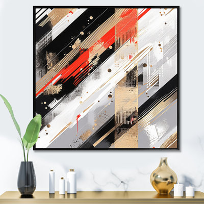 «Red and Gold Cubic Abstract II», reproduction sur toile