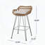 Tabourets de bar d'extérieur en osier avec coussins, ensemble de 2 - Structure en fer durable et tissu résistant à l'eau