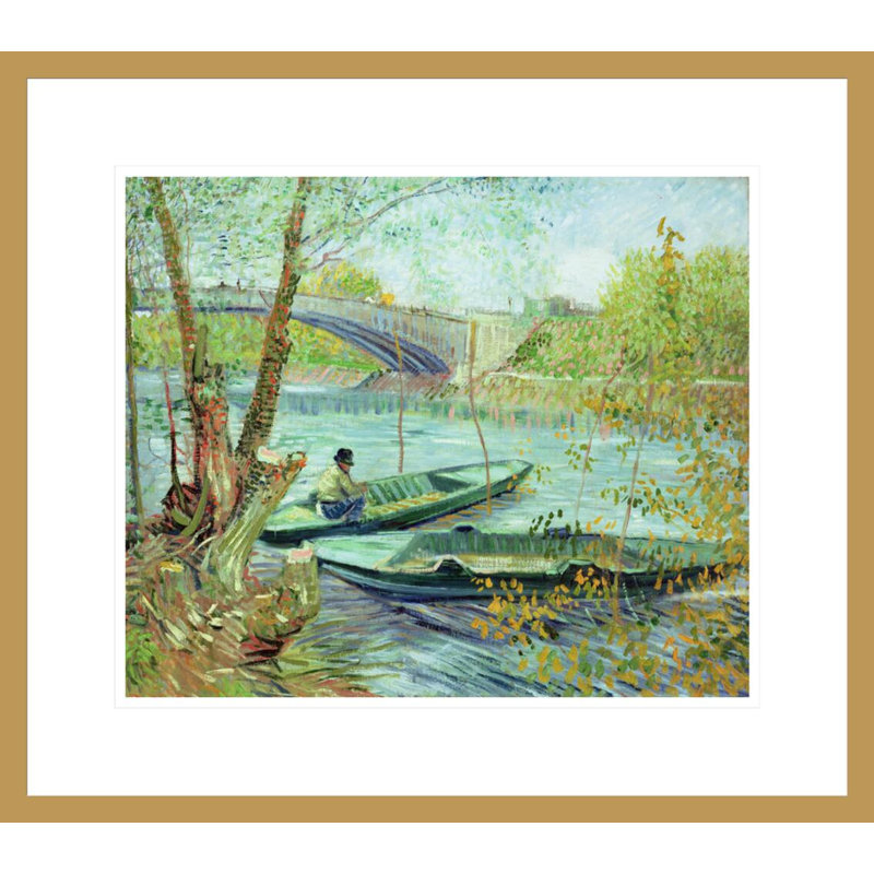Pêche au printemps. Pont de Clichy par Vincent van Gogh, impression giclée encadrée, H 17,75 po x l 20,11 po
