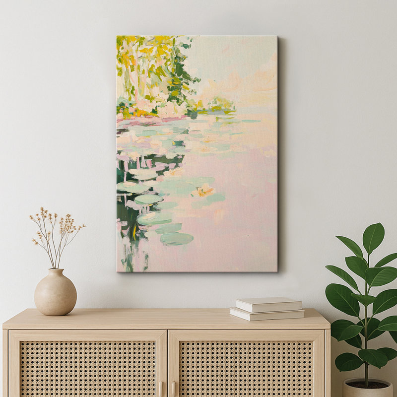 «Blush Water Lily Pond», art de chambre à coucher, impression sur toile encadrée, H 18 po x l 12 po x P 1,5 po, Toile tendue