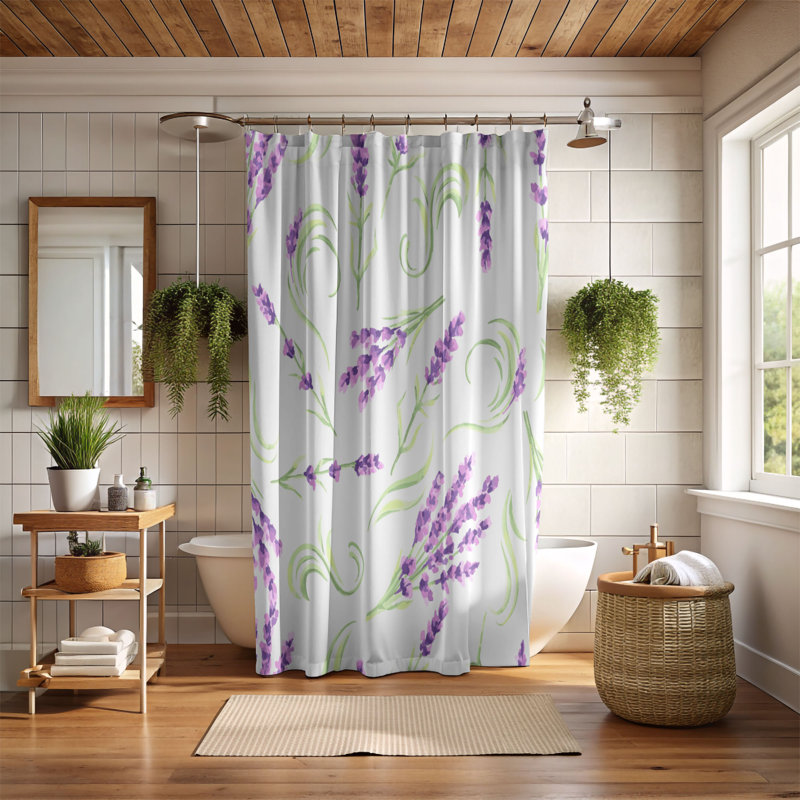 Rideau de douche standard 1 pièce Lavender Mist, H 74 po x l 35 po