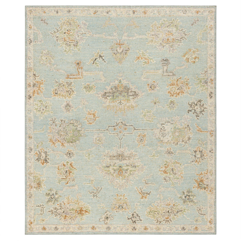Coventry Hand Knotted Wool Ornamental Area Rug in Blue, Rectangle 6' x 9'