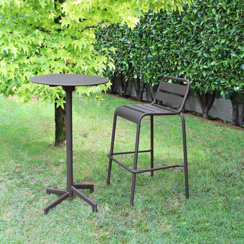 Acherman Round Outdoor Dining Table - 60 cm W 70 cm D, 102cm H x 60cm L x 60cm W, Taupe Brown