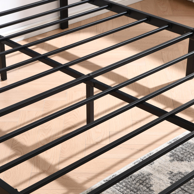 Lit plateforme en métal Konrad, Double, Noir