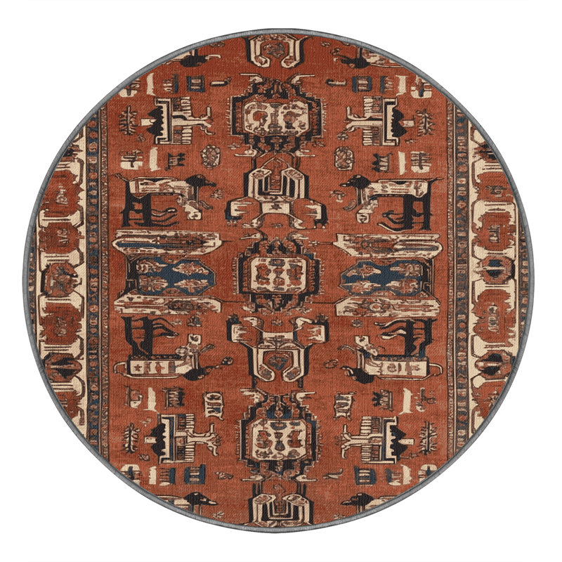 Tapis brun lavable à la machine, Rond 4 pi