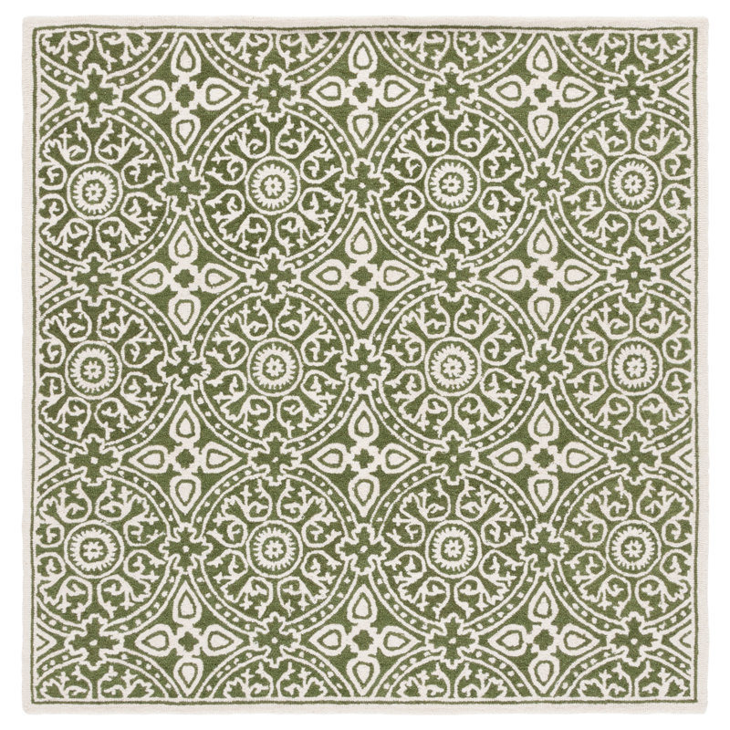 Tapis Metro256 vert / ivoire, Carré 6 pi