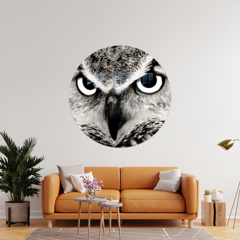 Art mural en verre trempé à thème hibou idéal pour la cuisine ou le bureau avec l'option d'impression personnalisée
