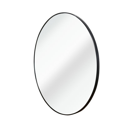 Black 16 Inch Metal Round Bathroom Mirror