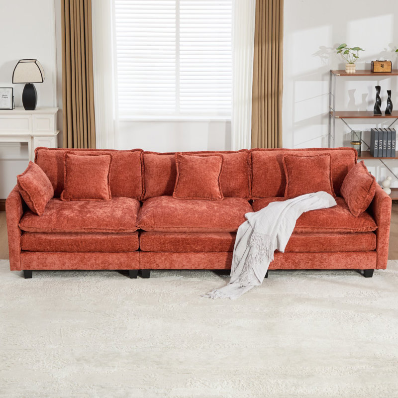 Très grand canapé modulaire Schmucker, Orange, H 33 po x l 113,8 po x P 35 po