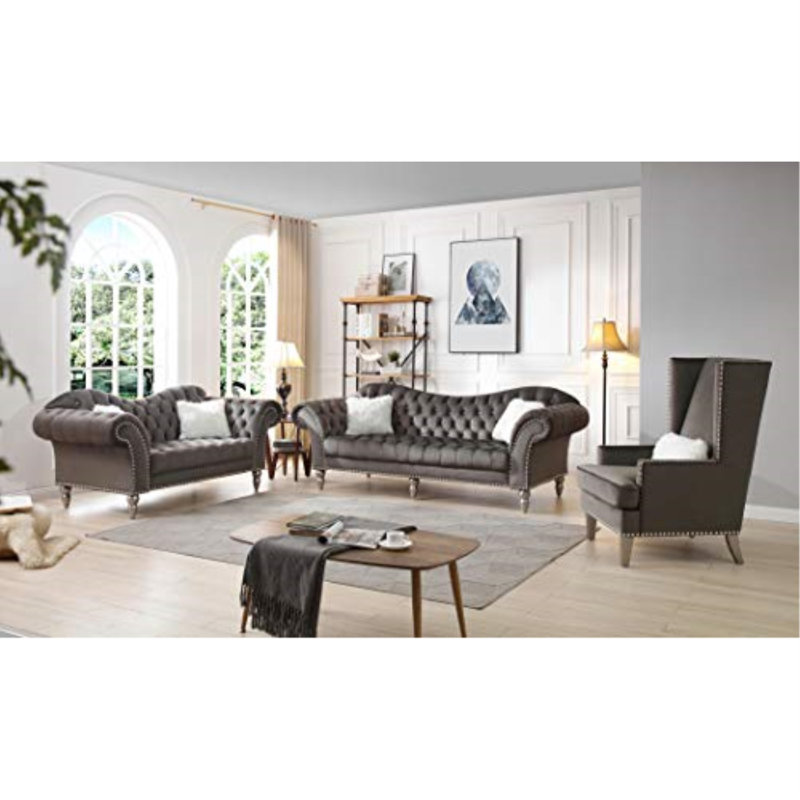 Fauteuil d'appoint Elliot Glory Furniture Wilshire, Velours gris velours