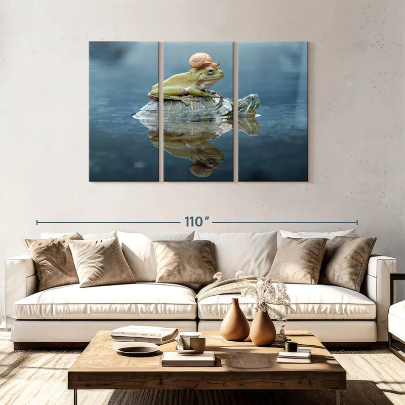 Brampt Snail And Frog Riding A Turtle, 48" H x 74" W