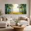 Green Bamboo Forest in Golden Mist Set Of 3 Canvas Wall Art-810654546