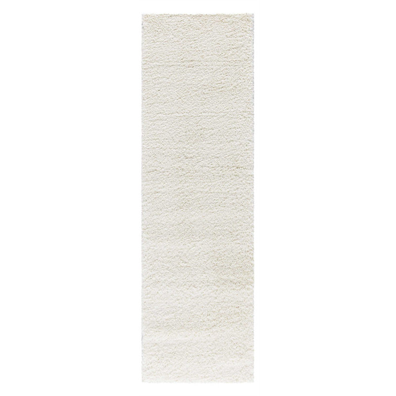 10' Cream Shag Non Skid Runner Rug