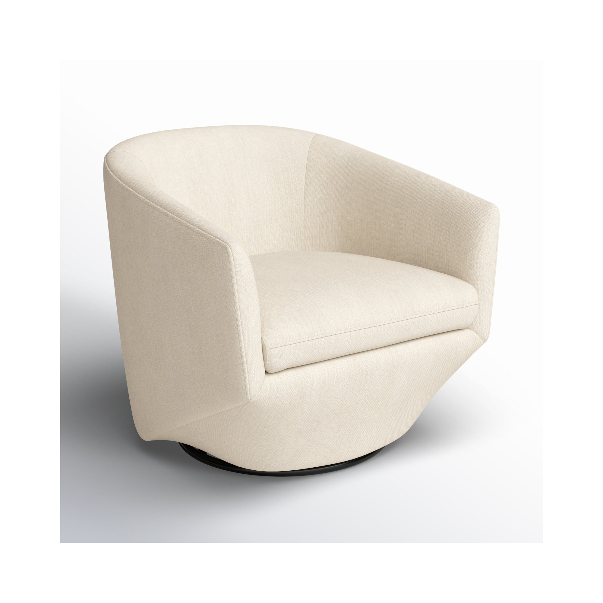 Elexi Upholstered Swivel Barrel Chair, Cream Velvet