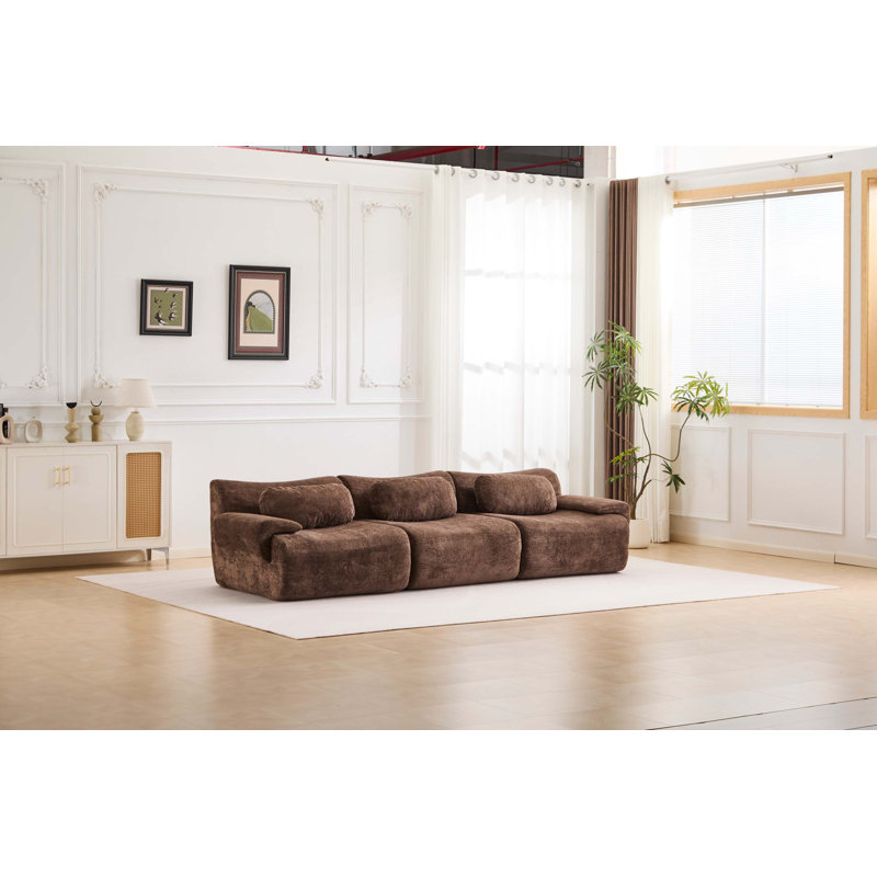 Canapé modulaire à compression sans assemblage requis, Chocolate Velvet, 27.6" H x 113.9" W x 39.8" D