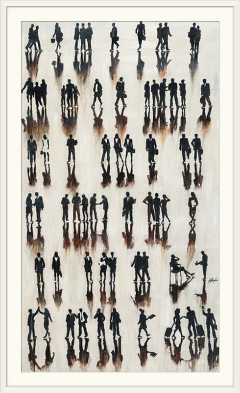 «Wall Street Hustle» par Anneice, Farrell Douglass, impression, H 38 po x l 25 po x P 1 po, Cadre blanc
