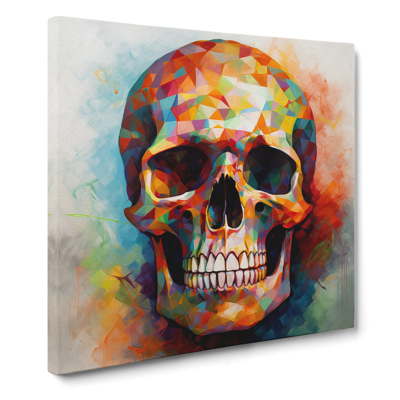Skull Color Field Painting - Wrapped Canvas