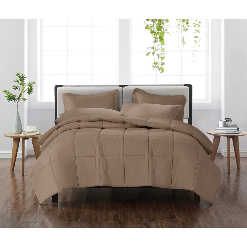 Cannon Heritage Solid Comforter Set, Mushroom, Queen Comforter + 2 Shams