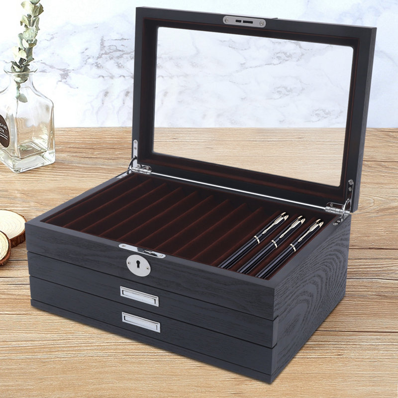 Boîte de rangement en bois pour stylo plume de luxe