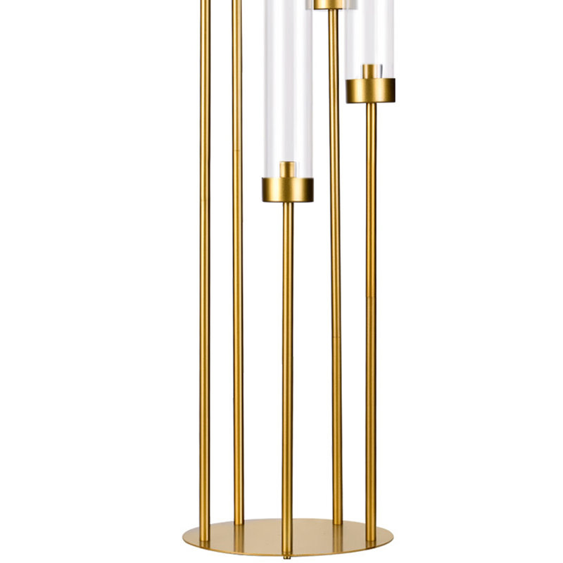 4Pcs  5 Arms Gold Candelabra With Acrylic Lampshade For Birthday Party Home Decoration,Halloween Christmas Centerpieces, Fit Led Taper Candles