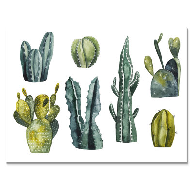 Cactus sur fond blanc, reproduction sur toile flottante